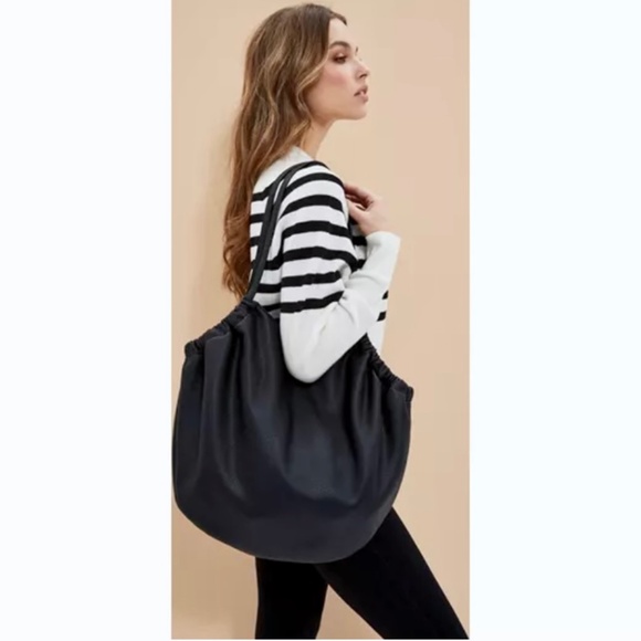 ZARA TRF Black Vegan Leather Hobo Shoulder Bag - Picture 1 of 10